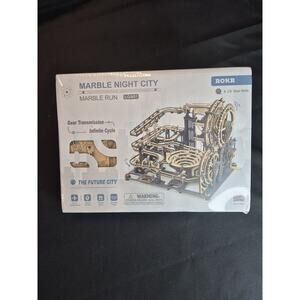 ROKR 3D-Marble Night City Marble Run LGA01 Gears/Steel Balls Wood Puzzle Sealed